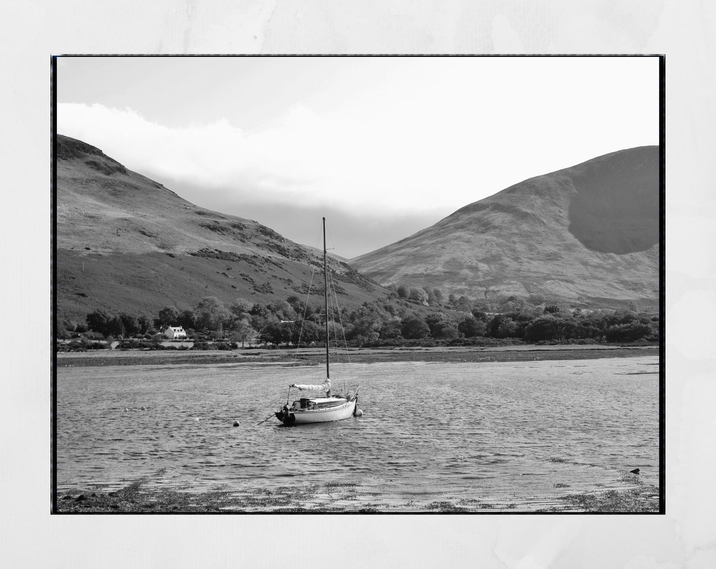 Isle of Arran Lochranza Scotland Landscape Black And White Photography Poster