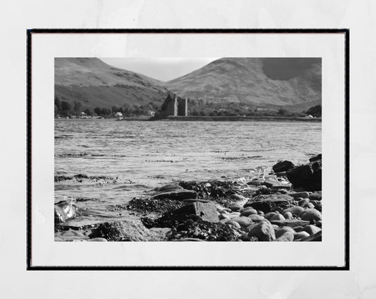 Isle of Arran Lochranza Castle Scotland Landscape Black And White Photography Poster