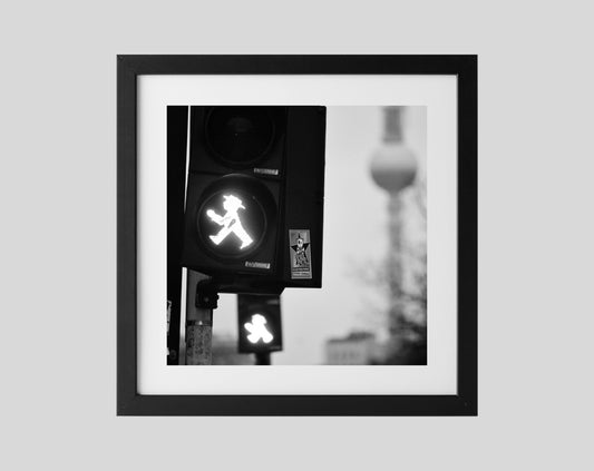 Berlin Ampelmann Black And White Photography Print