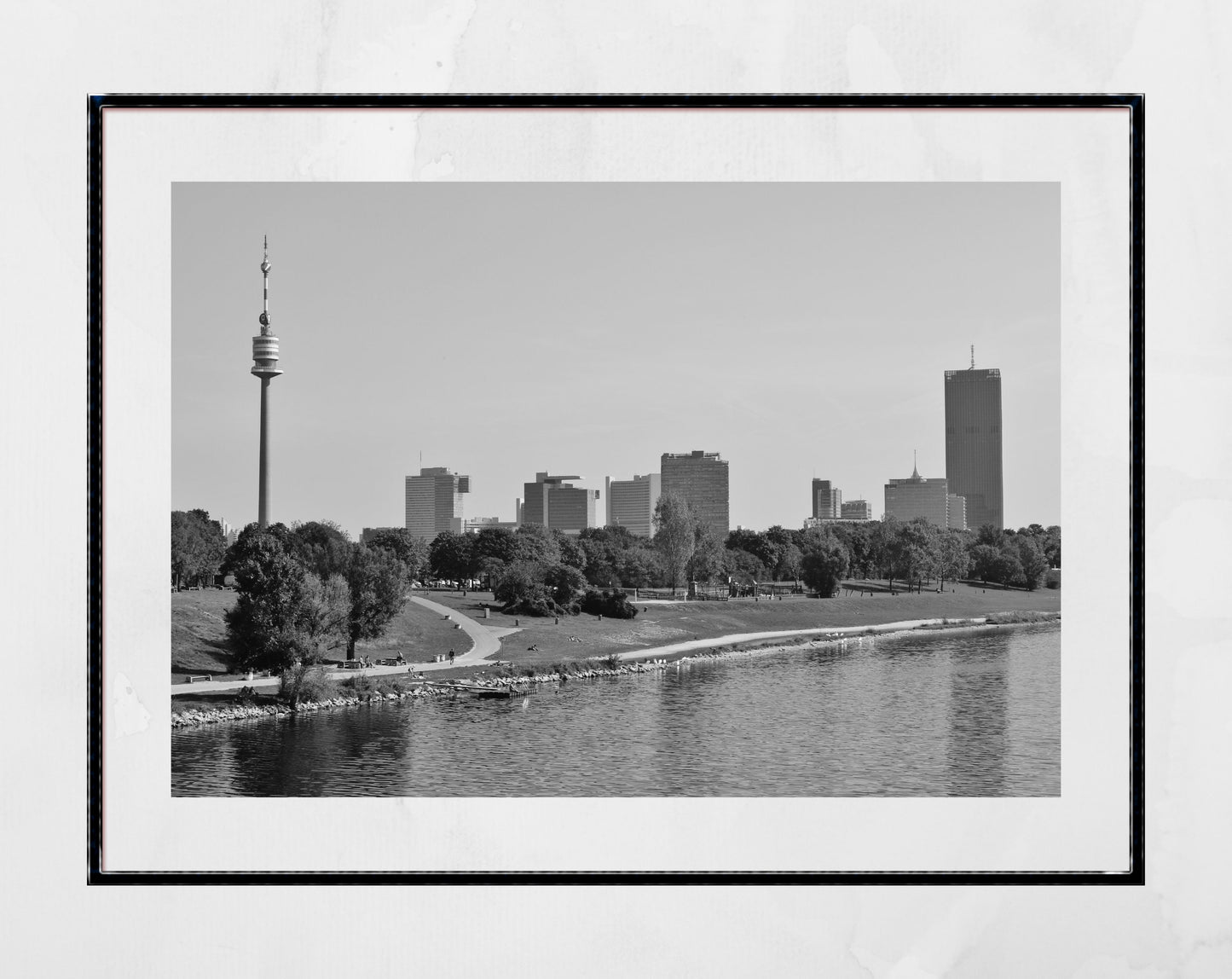 Vienna River Danube Black And White Photography Print