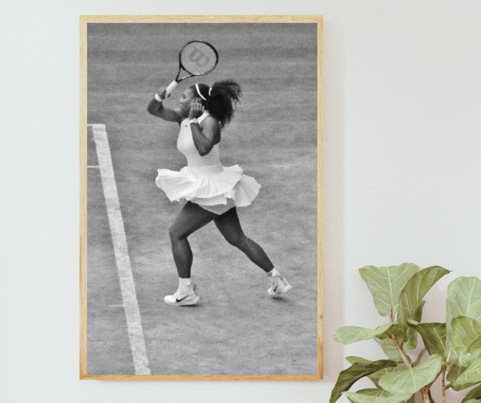 Serena Williams Wimbledon Tennis Poster Black And White Photography Print