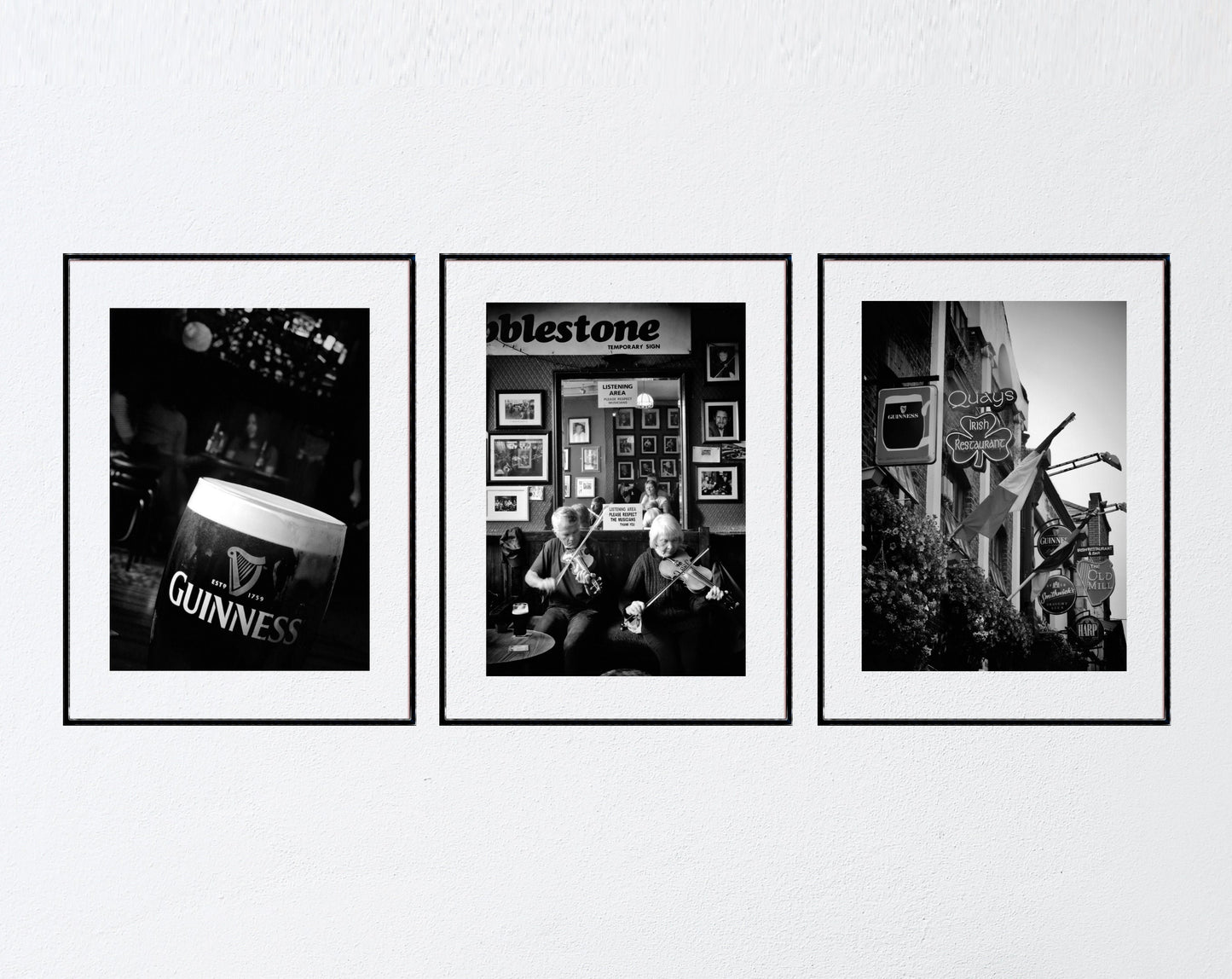 Dublin Irish Pub Black And White Photography Prints Gallery Wall Set Of Three