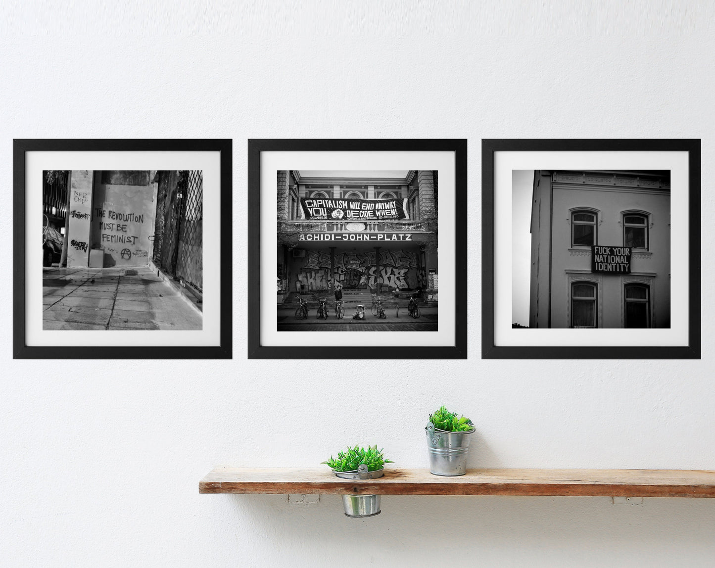 Anarchist Socialist Feminist Black And White Gallery Wall Set Of Three