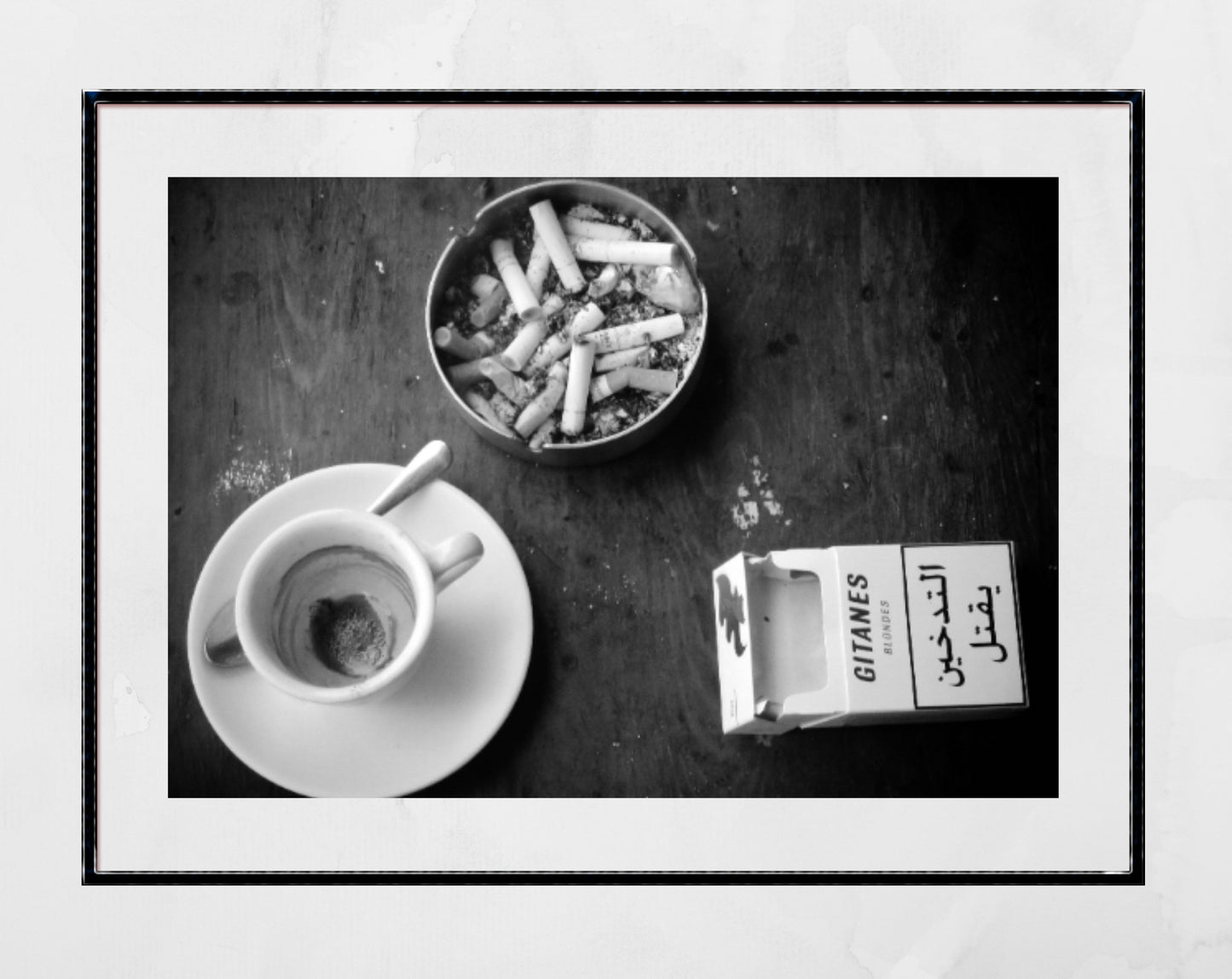 Beirut Coffee And Cigarettes Black And White Photography Print