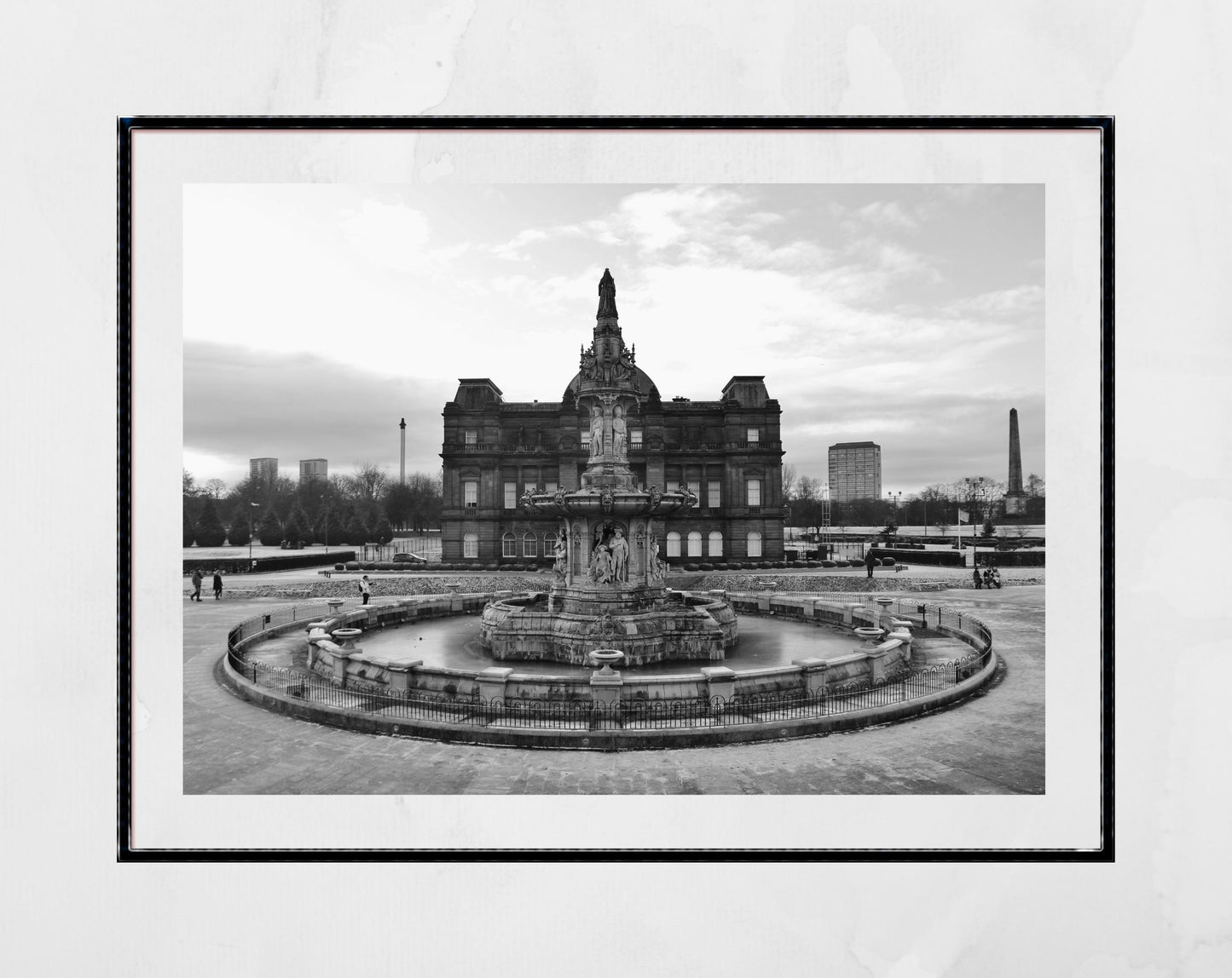 Glasgow Doulton Fountain People's Palace Black And White Photography Print