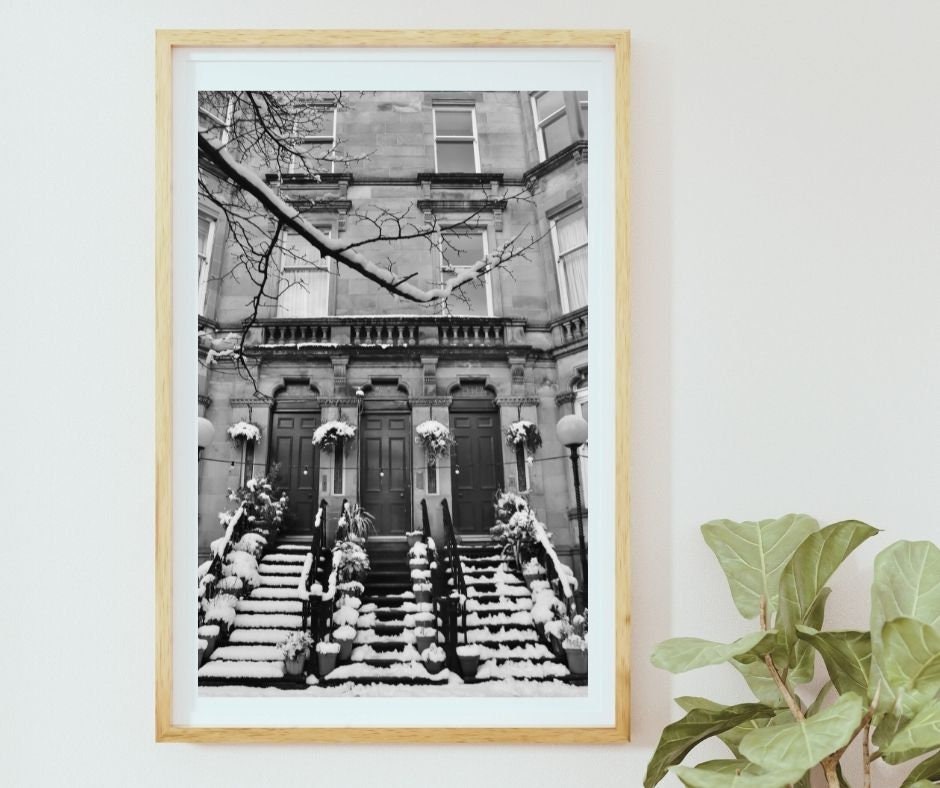 Queen's Drive Glasgow Tenements Black And White Photography Print