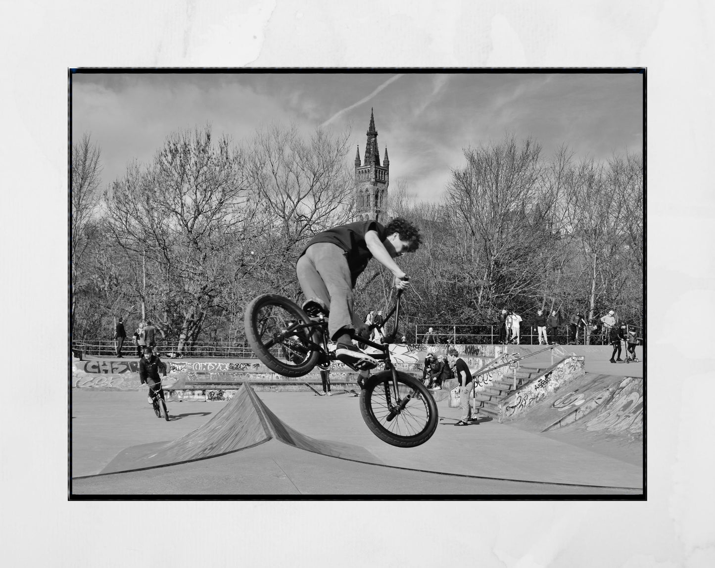 BMX Poster Glasgow Kelvingrove Skate Park Black And White Photography