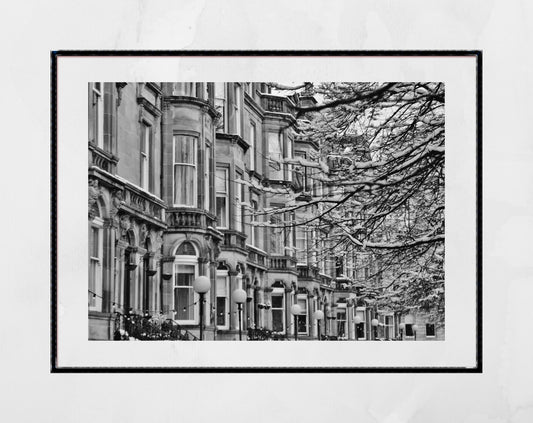 Queen's Drive Glasgow Tenements Black And White Photography Wall Art