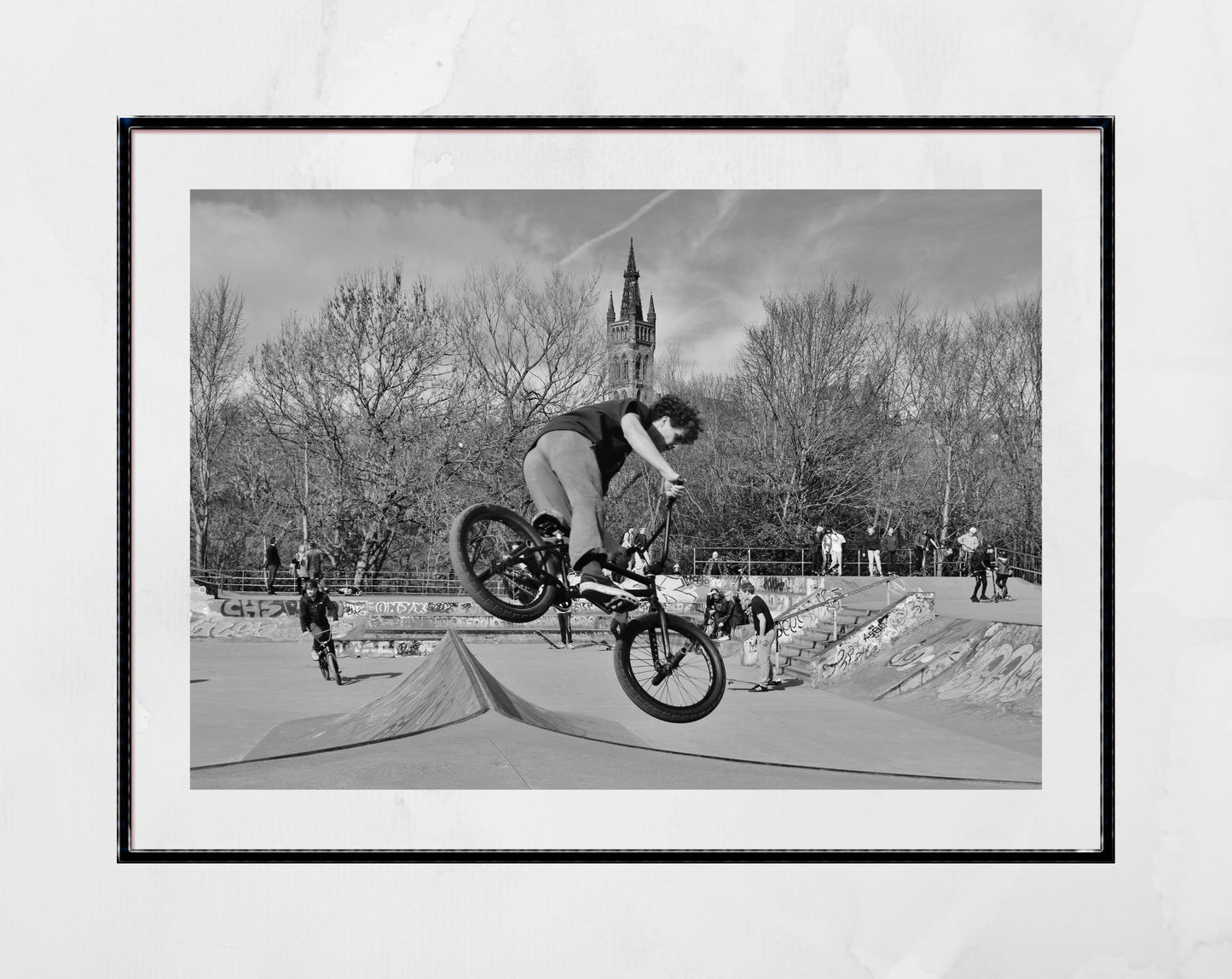 BMX Poster Glasgow Kelvingrove Skate Park Black And White Photography