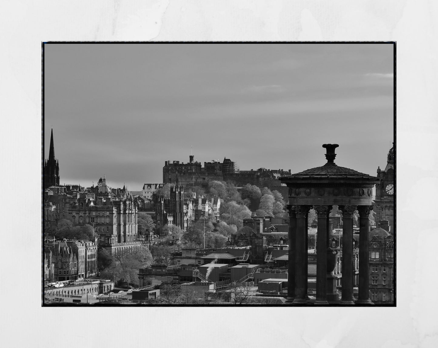 Edinburgh Calton Hill Black And White Photography Print