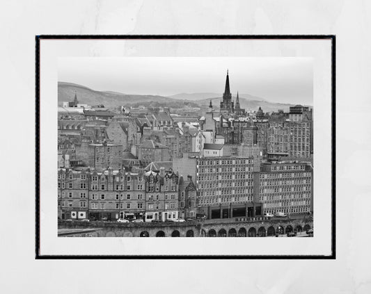 Edinburgh Old Town Black And White Photography Print