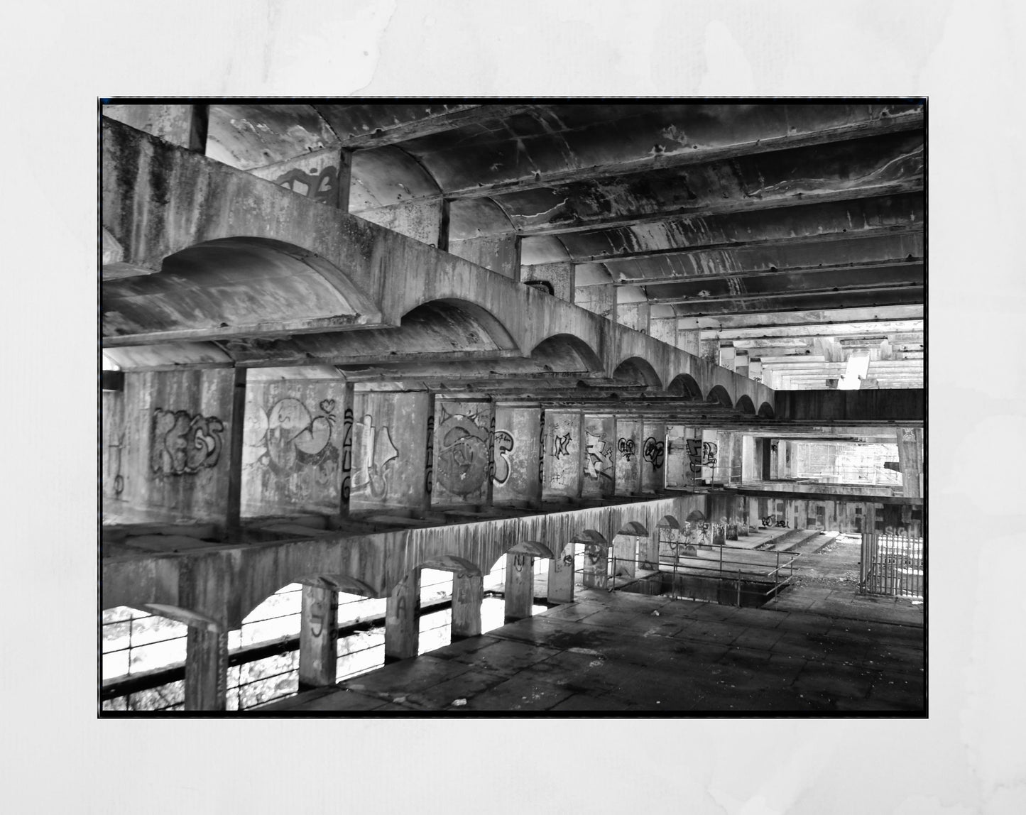 Brutalist Wall Art Abandoned St Peter's Seminary Black And White Photography Print