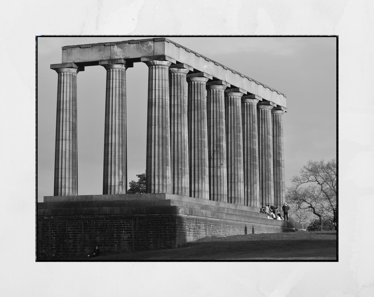 Calton Hill National Monument Edinburgh Black And White Photography Print