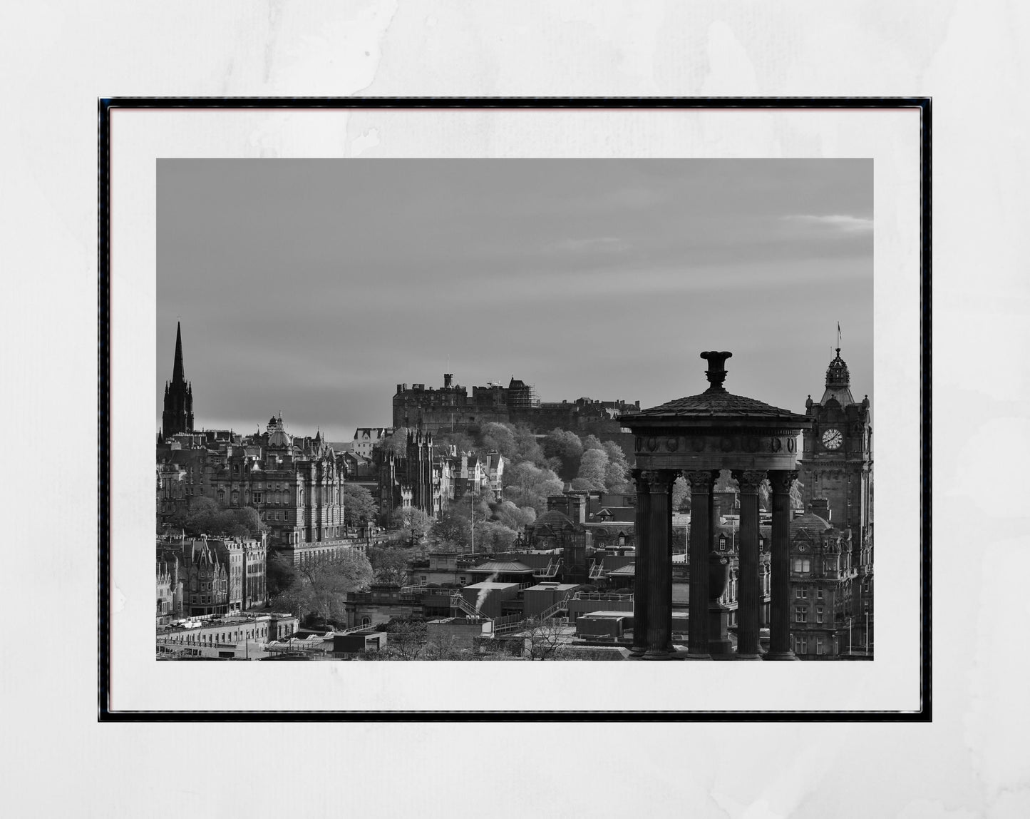 Edinburgh Calton Hill Black And White Photography Print