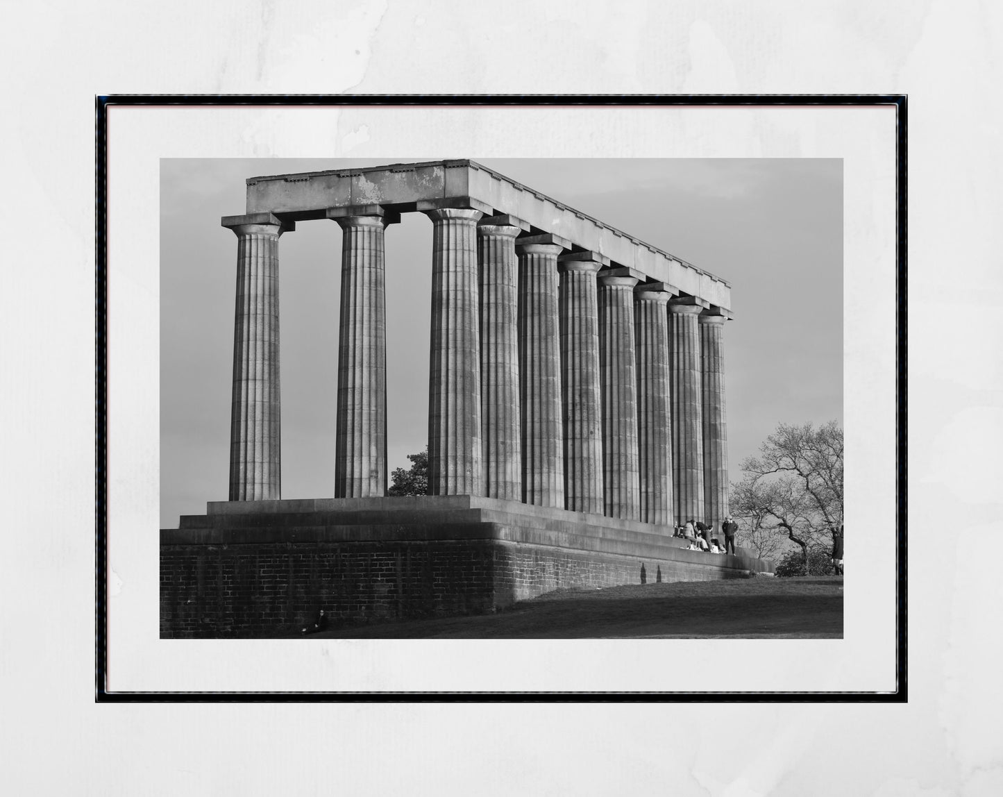 Calton Hill National Monument Edinburgh Black And White Photography Print