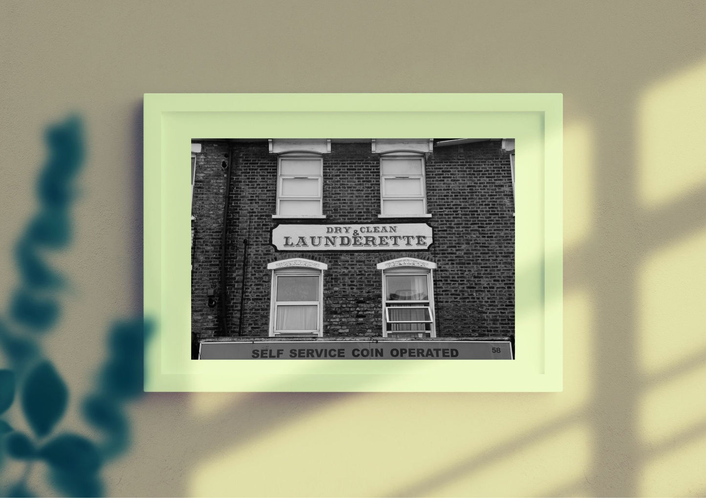 London Street Black And White Photography Print Launderette Poster