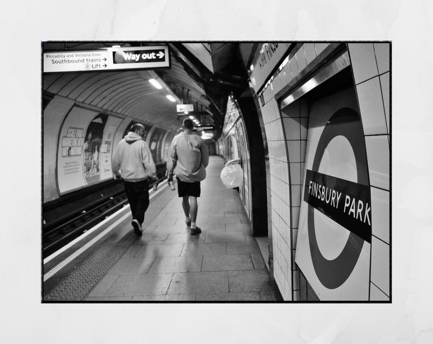 Finsbury Park London Underground Black And White Poster